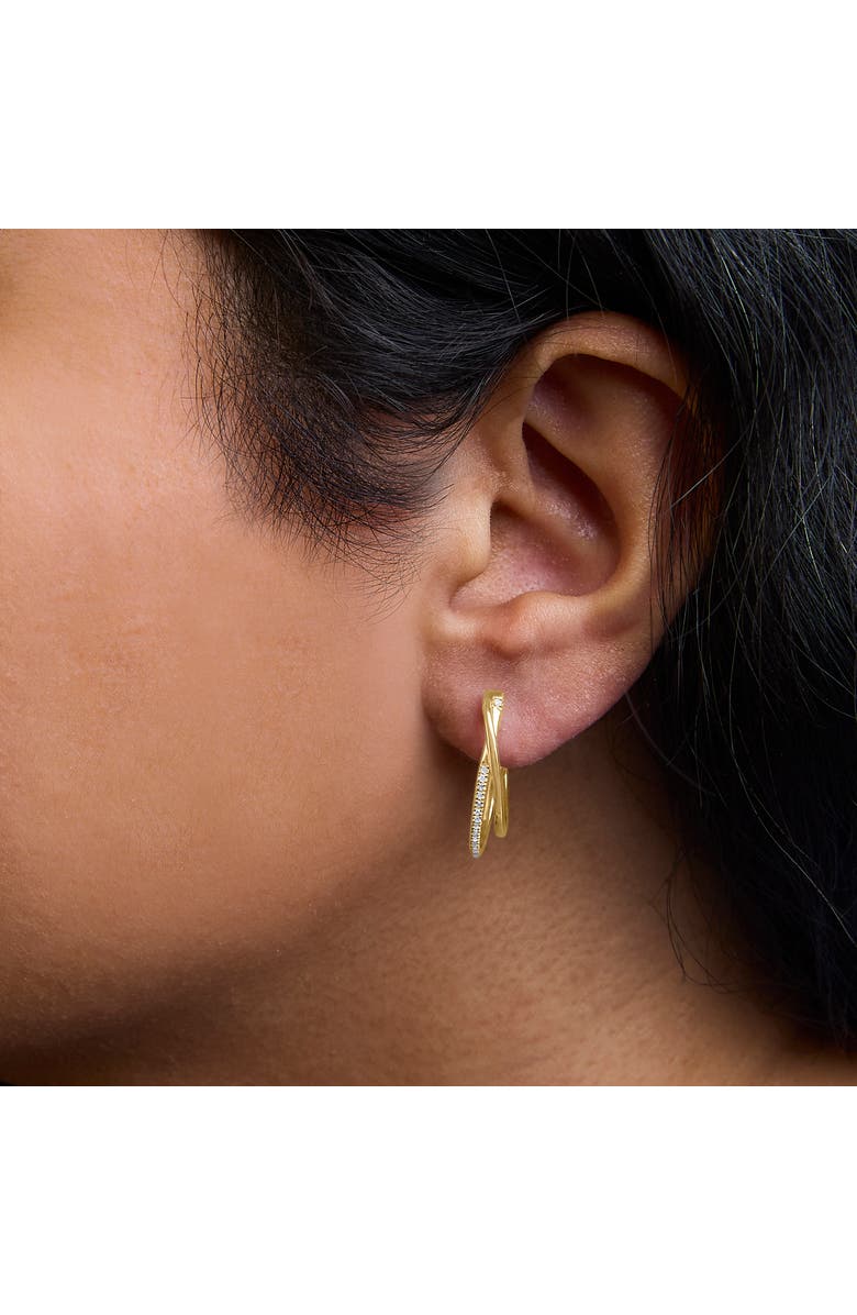 Haus of Brilliance 14K Yellow Gold Plated Silver 1/10 Cttw Diamond Wrapped Hoop Earrings, Alternate, color, Yellow