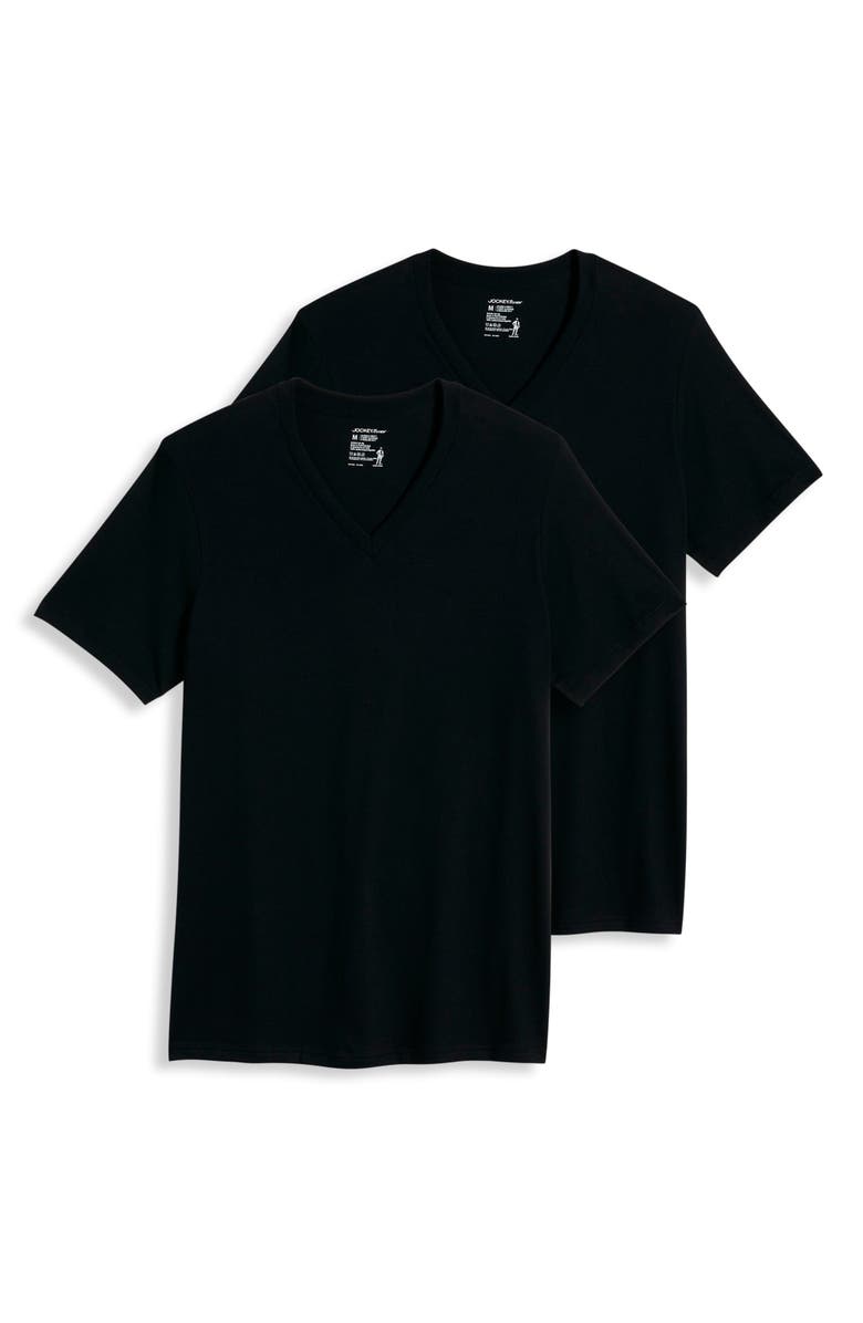 Jockey 2-pk Classic V-Neck T-Shirts, Alternate, color, Black