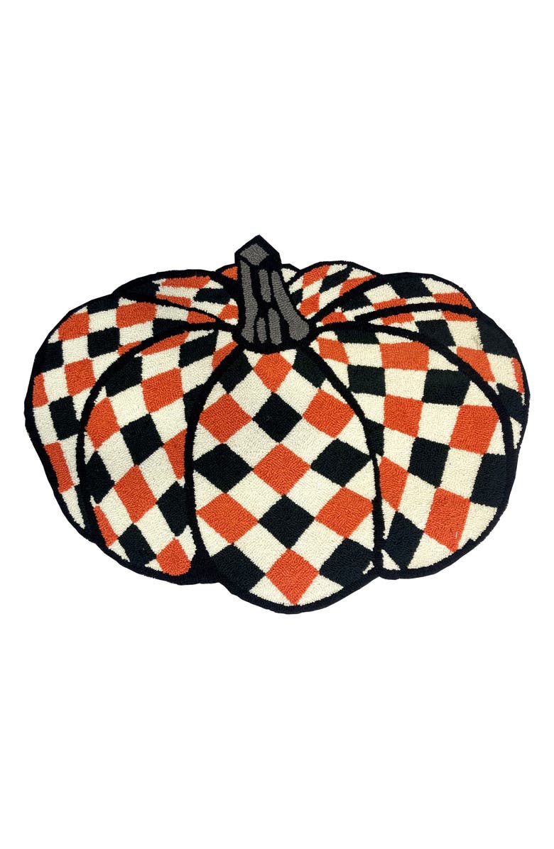 R16 HOME Harlequin Pumpkin Doormat, Main, color, 