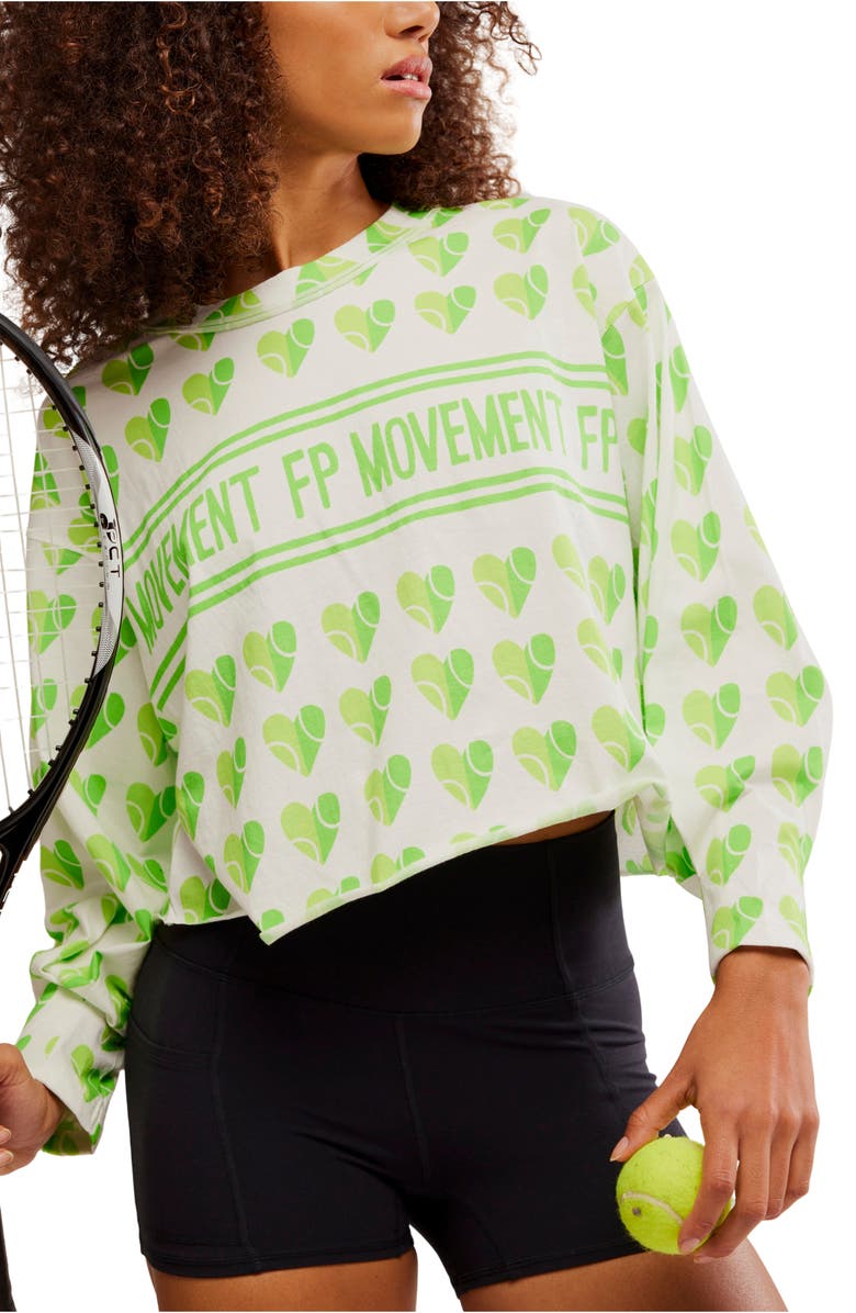 Free People FP Movement Inspire Layer Logo Long Sleeve T-Shirt, Alternate, color, Court Logo Combo