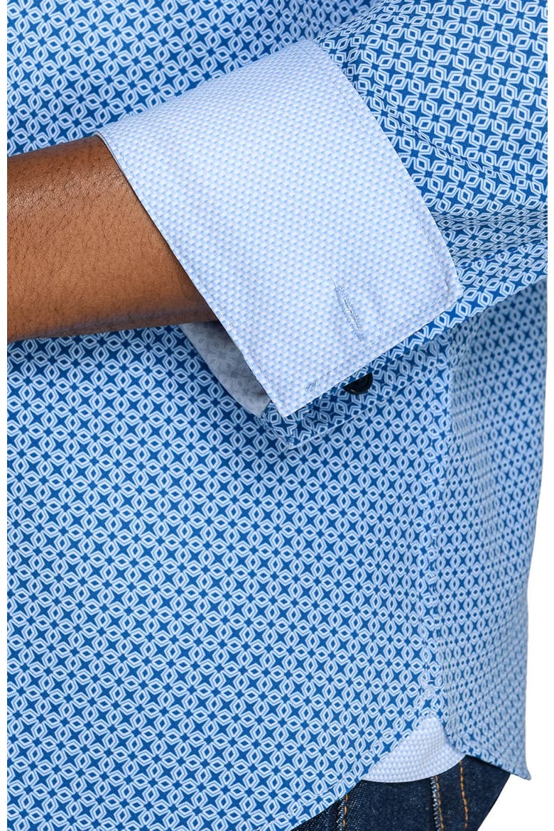 Slim Fit Diamond Geo Woven Long Sleeve Basic Shirt, Alternate, color, MED BLUE