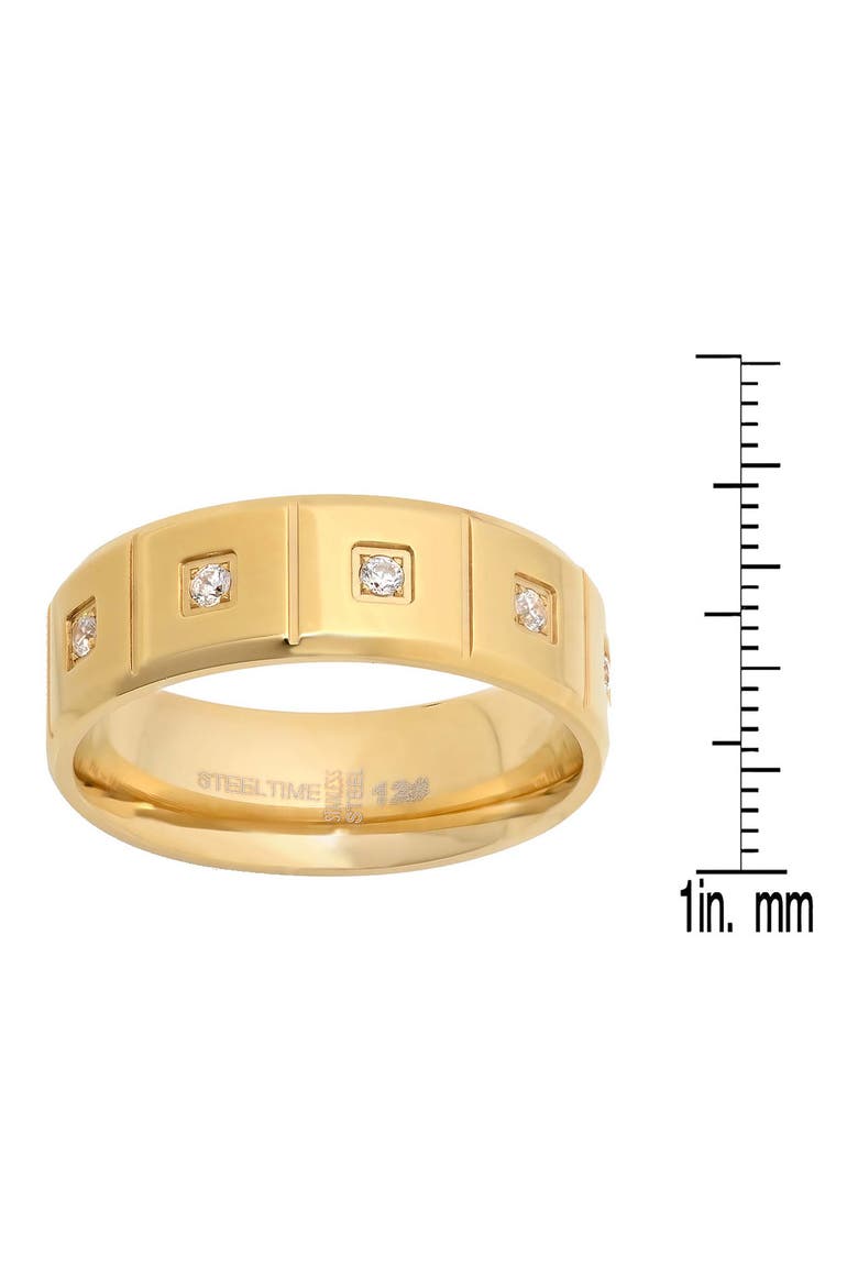 Men's 18k Gold Plated Stainless Steel Cubic Zirconia Ring, Alternate, color, GOLD