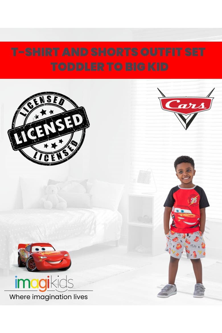 Cars Lightning McQueen T-Shirt and French Terry Shorts Set, Alternate, color, McQueen Red Grey