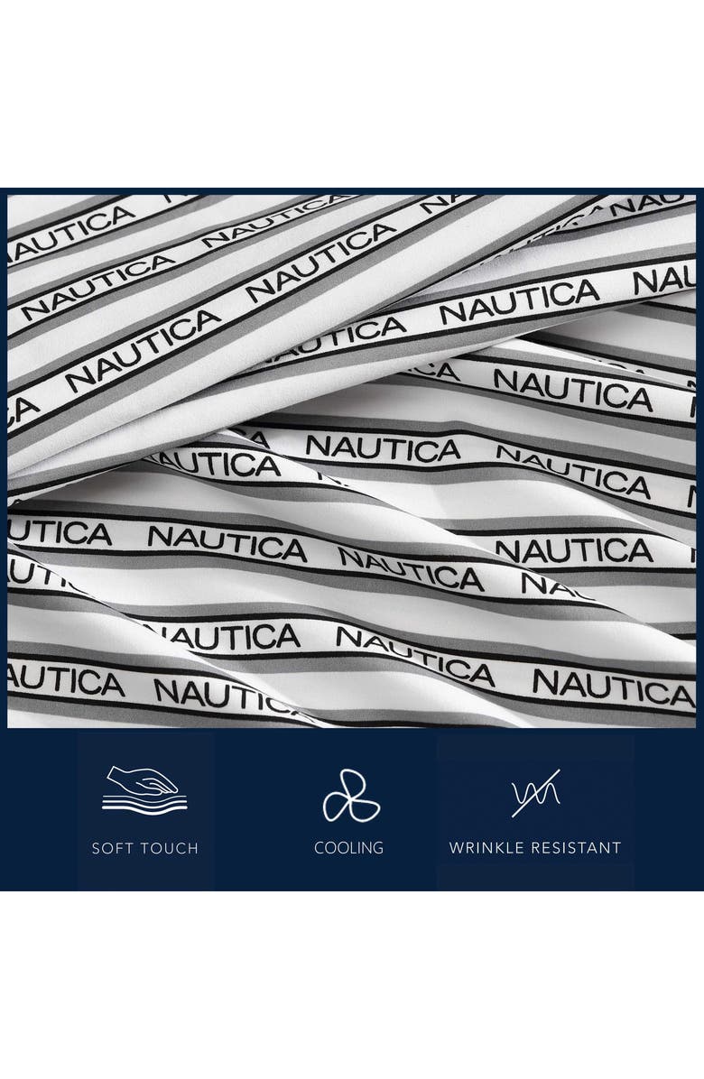 Nautica Stripe Logo Microfiber Sheet Set, Alternate, color,