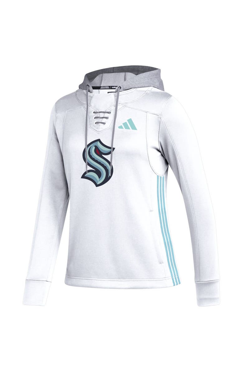 adidas Women's adidas White Seattle Kraken Refresh Skate Lace AEROREADY Pullover Hoodie, Alternate, color, 