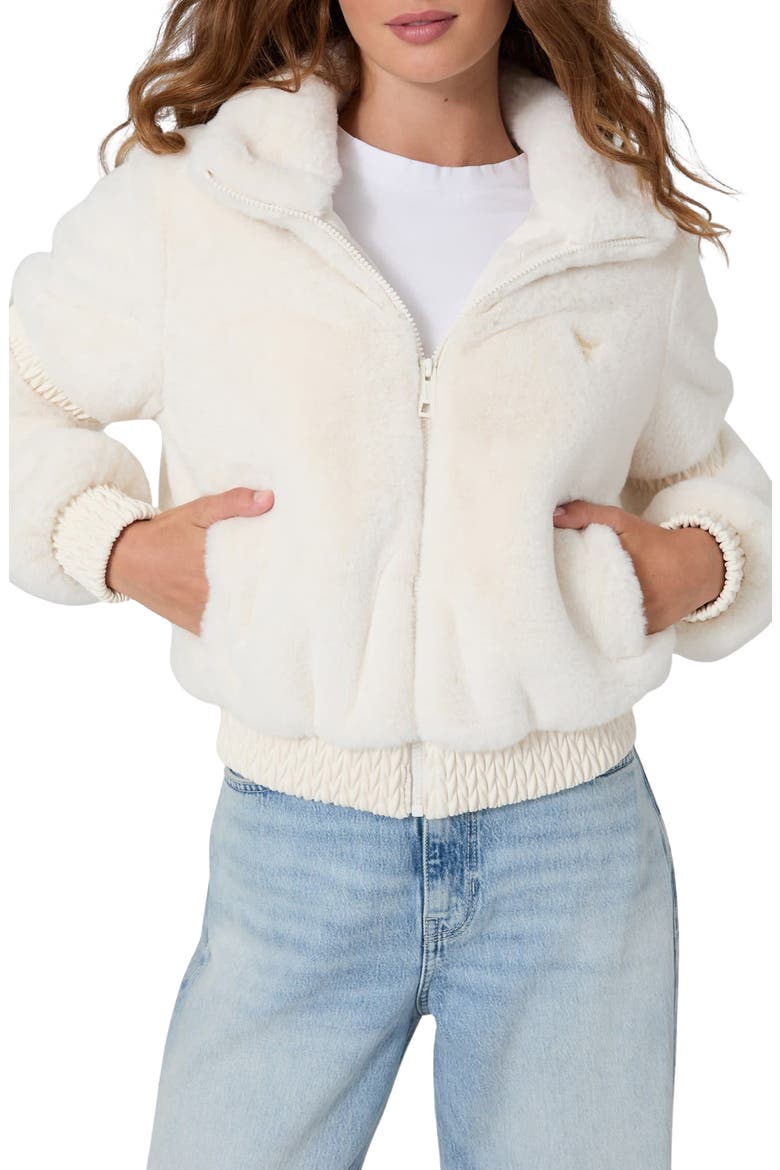 Carla Faux Fur High Neck Jacket, Main, color, CREAM WHITE