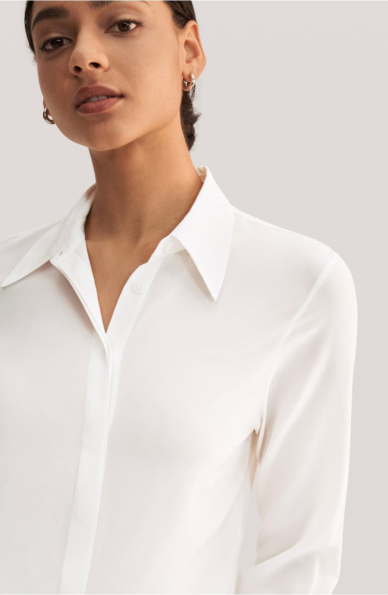 Lilysilk Wrinkle Free Basic Silk Shirt, Alternate, color, Natural White