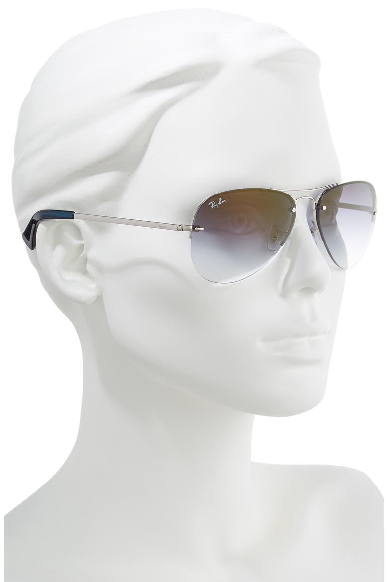 59mm Semi Rimless Aviator Sunglasses, Alternate, color, SILVER/ SILVER GRADIENT