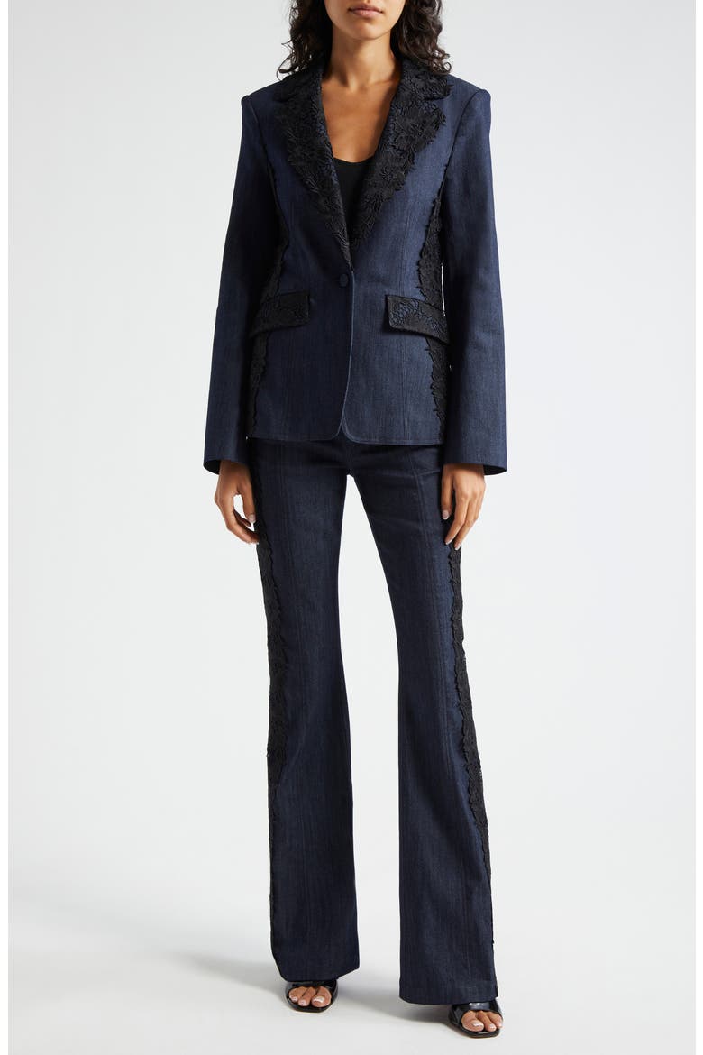 Laney Denim & Lace Blazer, Alternate, color, INDIGO