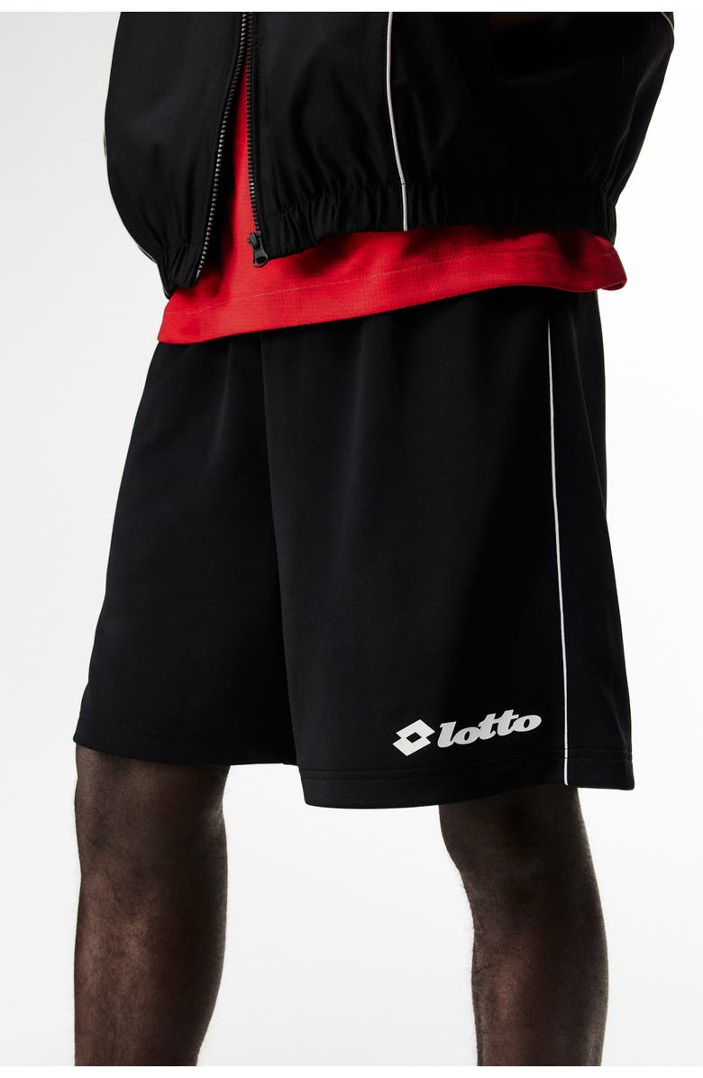 H&M Relaxed Fit Football Shorts, Alternate, color, Black/Lotto