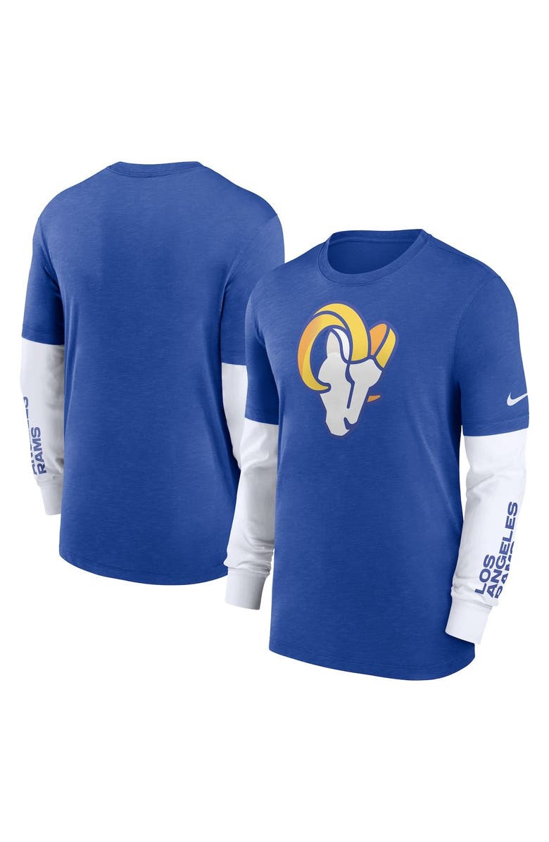 Nike Men's Nike Heather Royal Los Angeles Rams Slub Fashion Long Sleeve T-Shirt, Main, color, Heather Royal