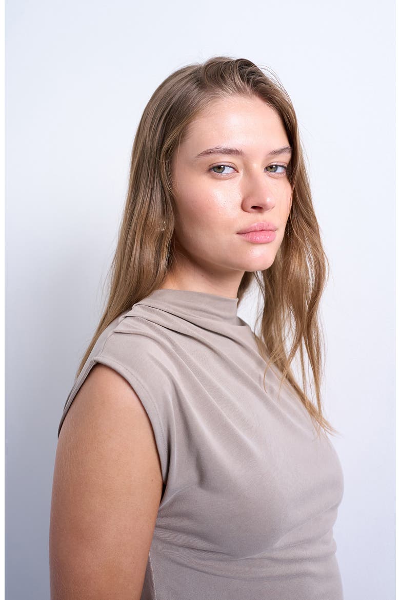 Draped Minidress, Alternate, color, PALE KHAKI