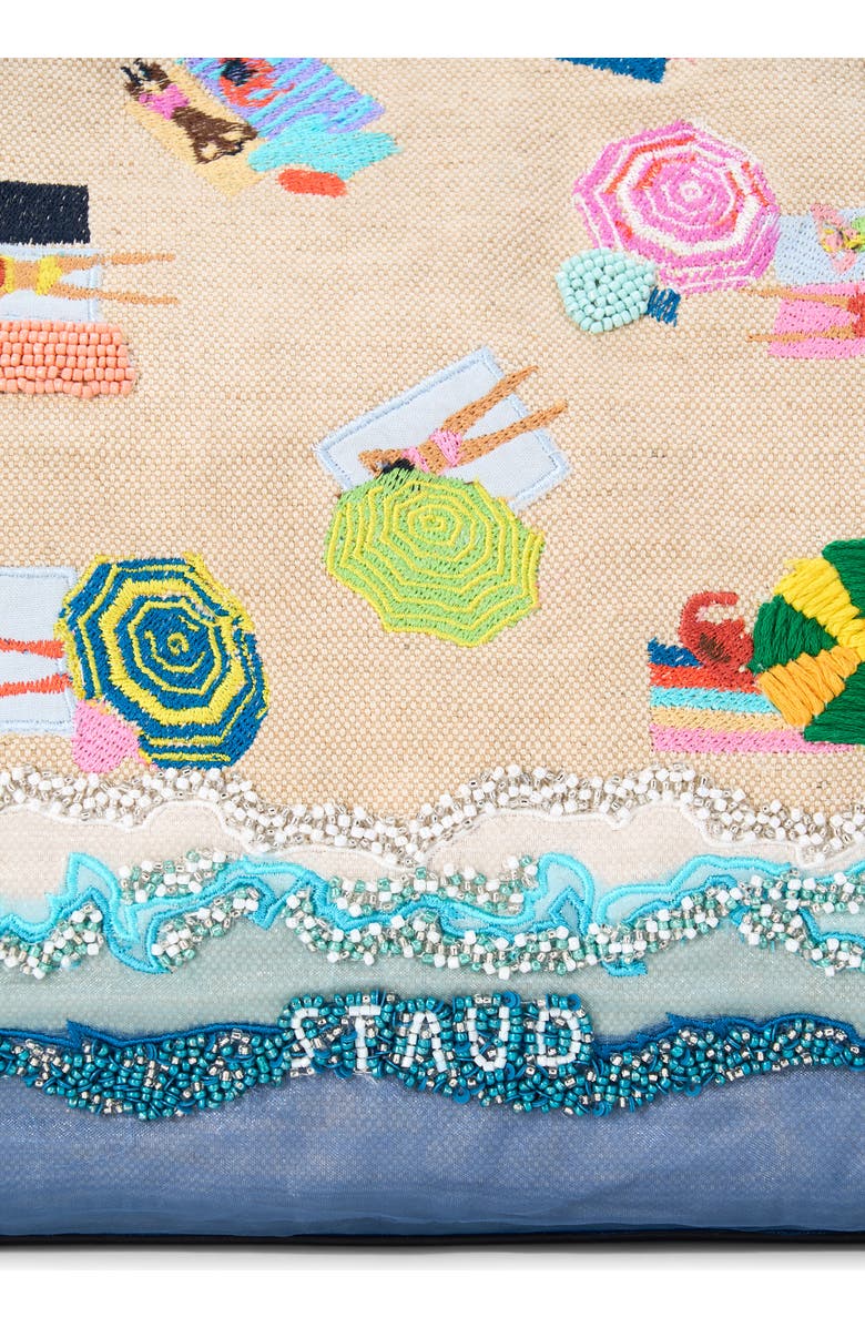 STAUD Large Christos Beaded & Embroidered Jute Tote, Alternate, color, Beach Day