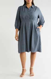 MAX STUDIO Balloon Sleeve Pleated Waist Shirtdress