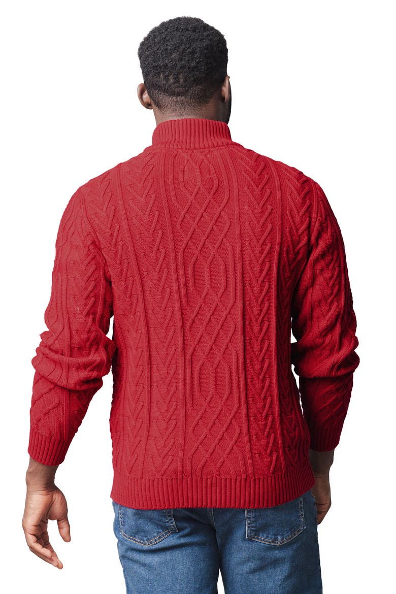 Organic Mock Neck Cable Sweater, Alternate, color, Red Twist Cable