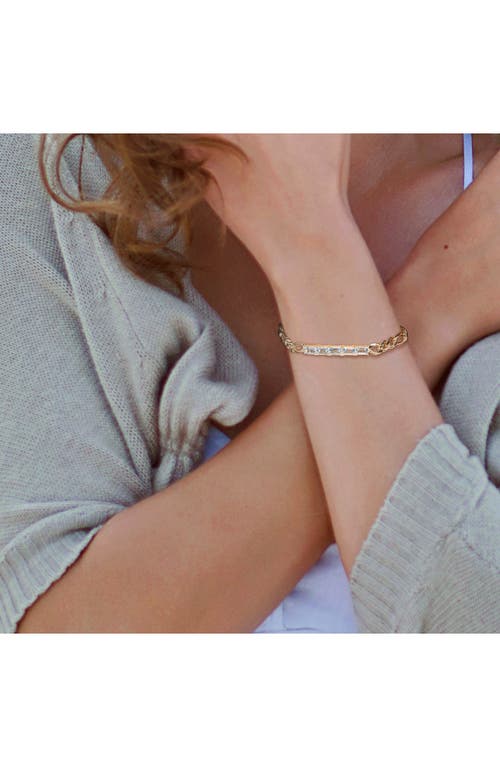 Delmar Baguette Cut Created Sapphire Curb Chain Bracelet In White