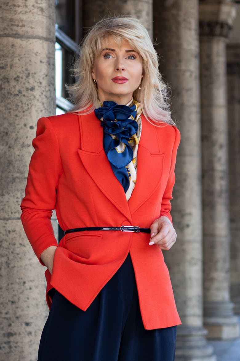 Vittoria - Hand Rolled Silk Foulard for Women, Alternate, color, Blue