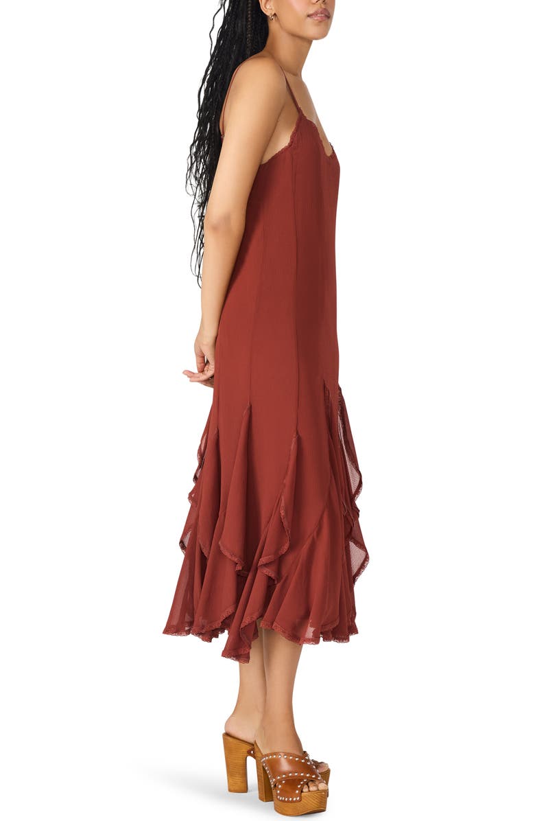Steve Madden Inari Ruffle Midi Dress, Alternate, color, Dusty Brick