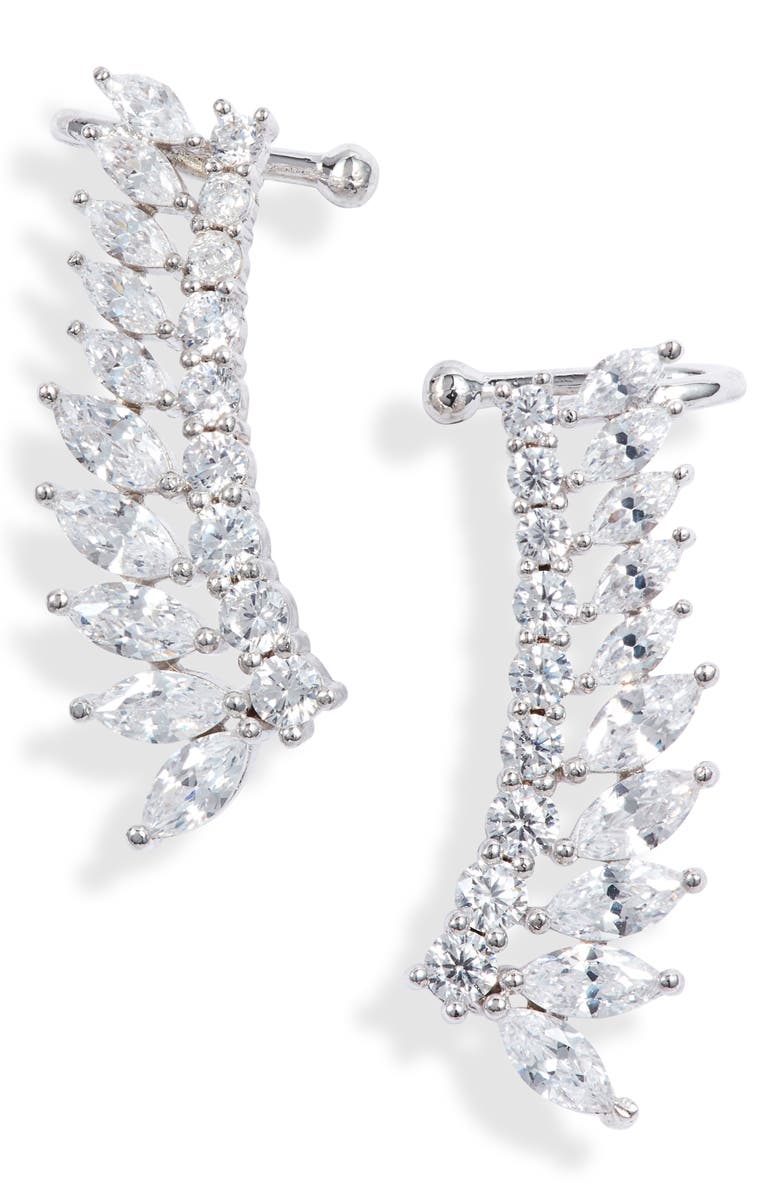 Nordstrom Fanned Marquise Climber Cuff Earrings, Main, color,