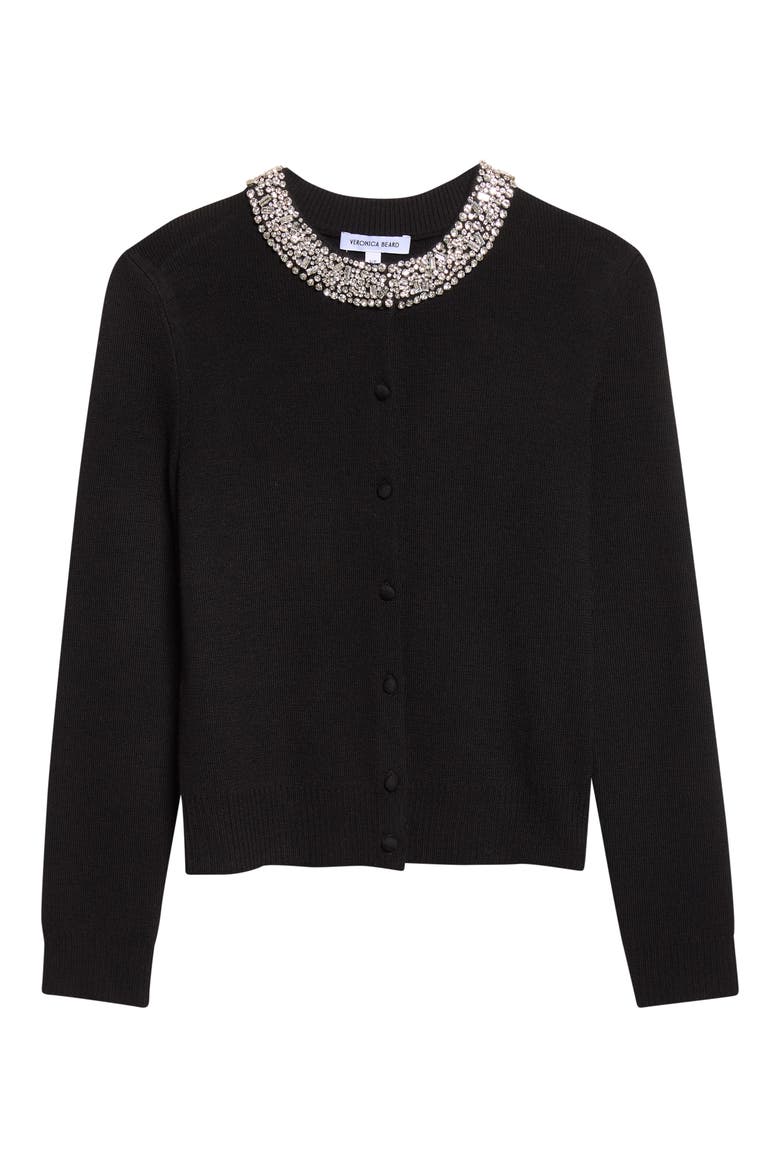 Daro Embellished Merino Wool Cardigan, Alternate, color, BLACK