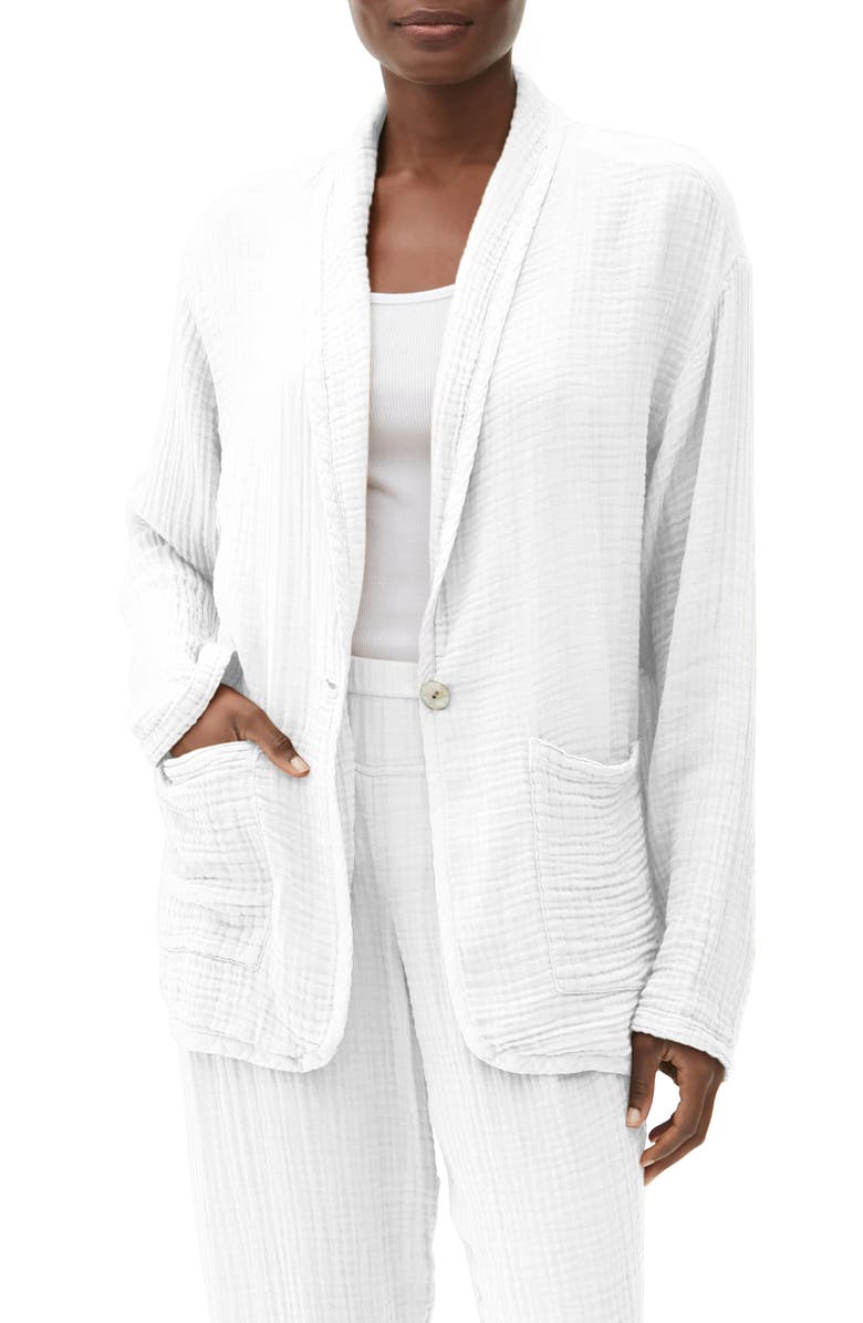 Michael Stars Dana Cotton Gauze Blazer, Main, color, White