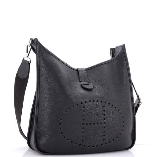 Pre-owned Hermes Hermes Evelyne Bag Gen Iii Clemence Gm In Black