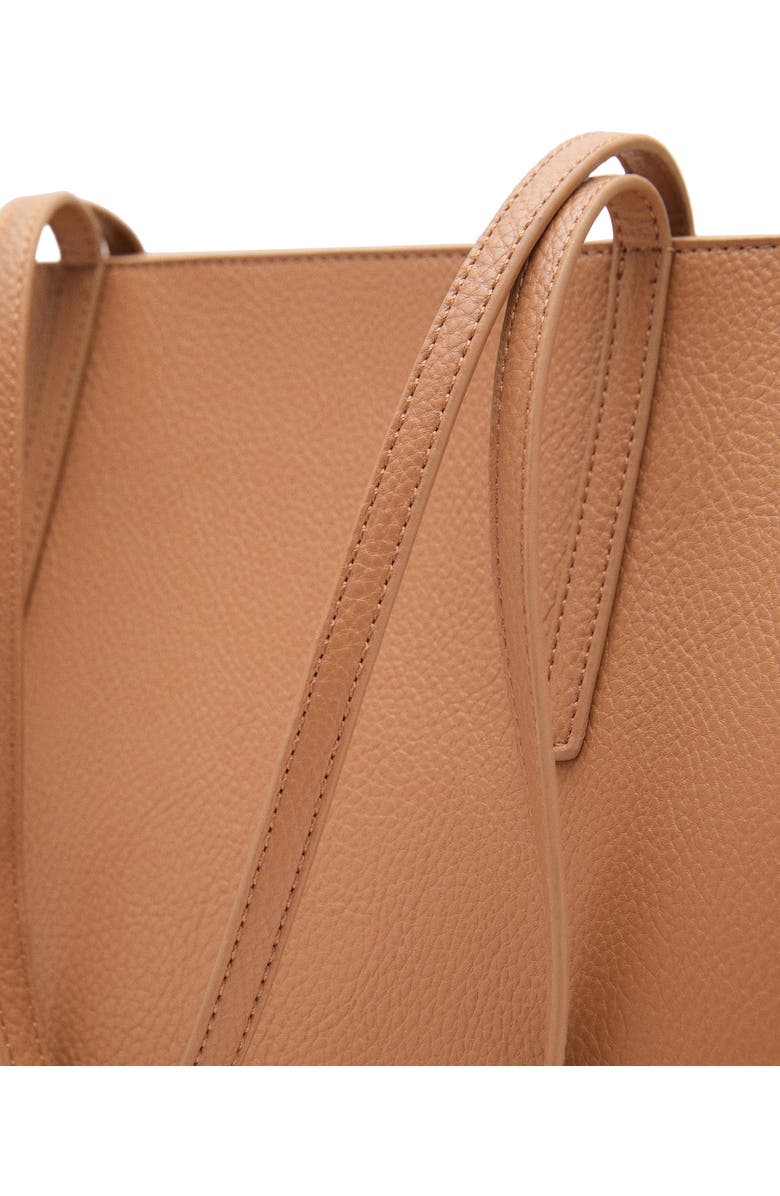 MANGO Double Handle Shopper Tote, Alternate, color, Leather