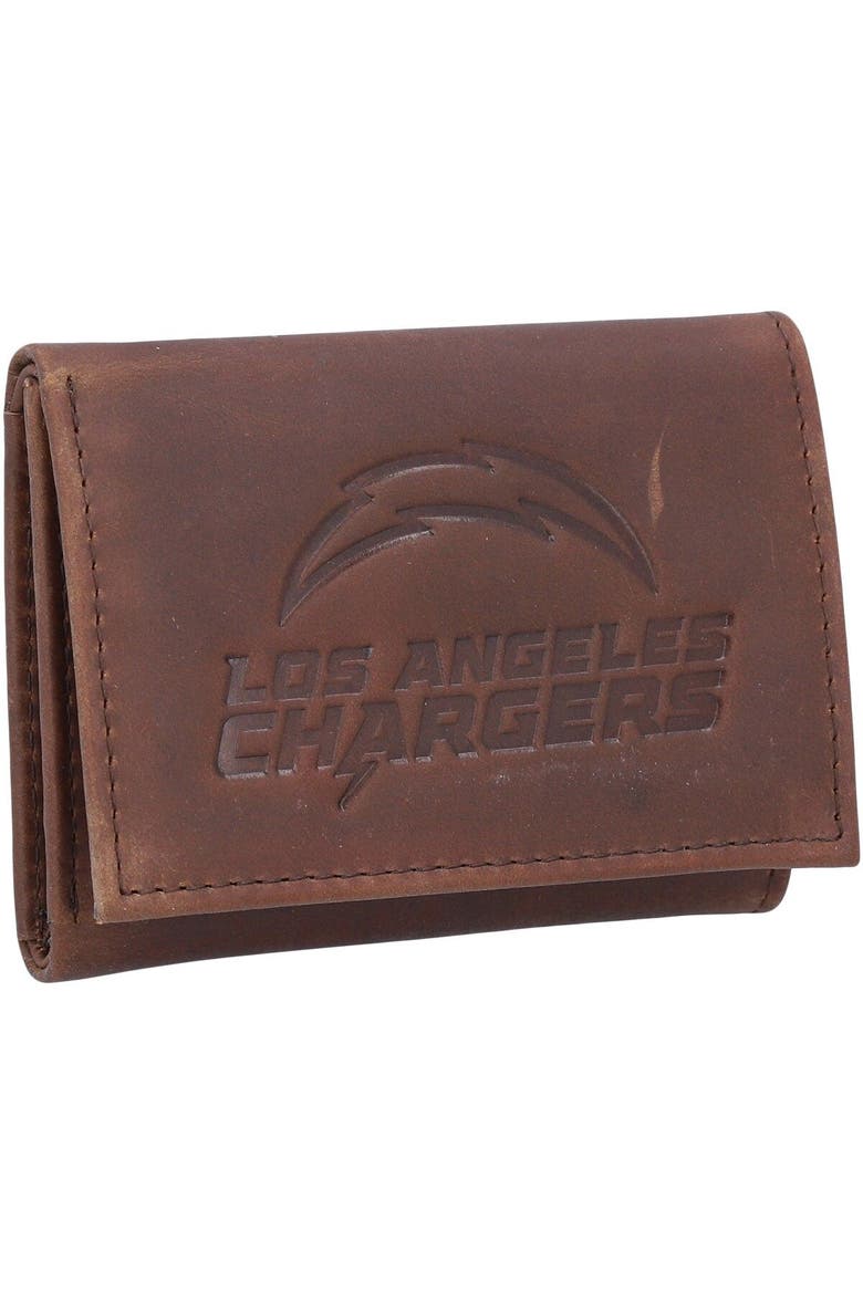 Los Angeles Chargers Leather Team Tri-Fold Wallet, Main, color, Brown