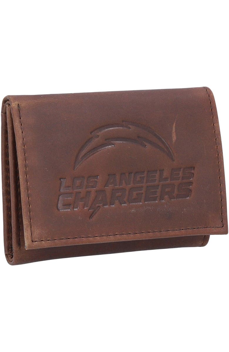 Evergreen Enterprises Los Angeles Chargers Leather Team Tri-Fold Wallet, Main, color, Brown