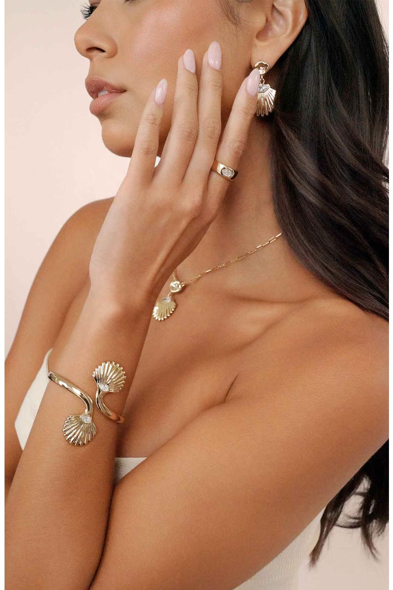 Santorini Shell Cuff Bracelet, Alternate, color, GOLD