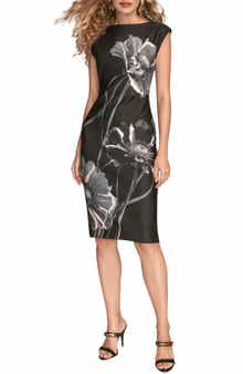 Floral Print Scuba Knit Sheath Dress