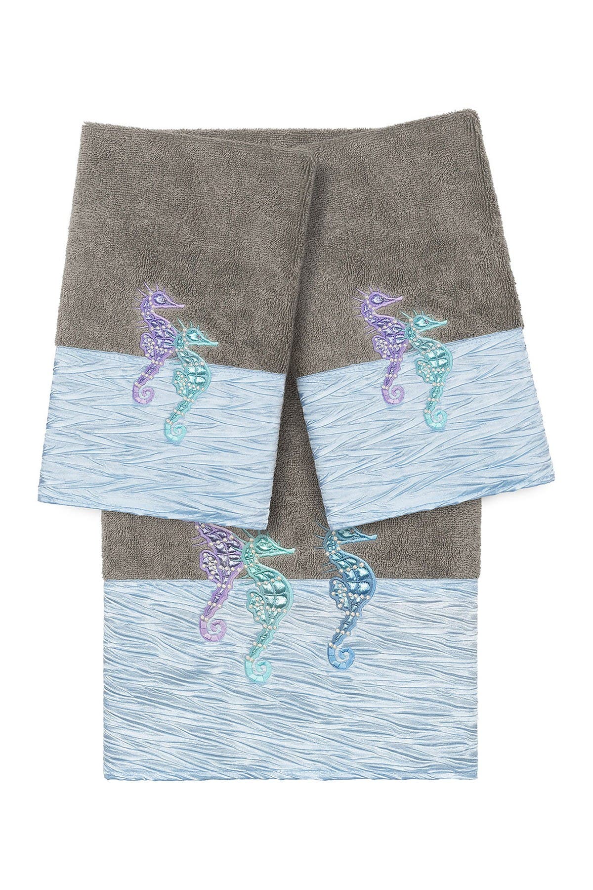 Linum Home Textiles Sofia 3-Piece Embellished Towel - Dark Gray ...