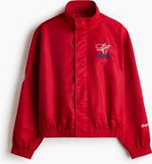 H&M Loose Fit Embroidered-motif Nylon Track Jacket