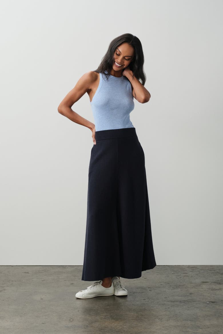 Justine Cotton Cashmere Maxi Skirt, Main, color, NAVY