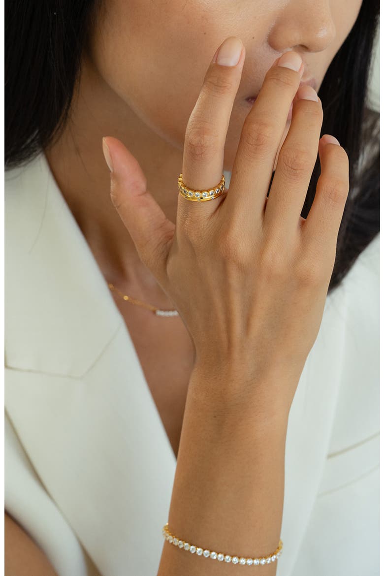 Sterling Silver 18k Gold Plated Margot Ring Sparkle Everyday Wear, Alternate, color, Gold