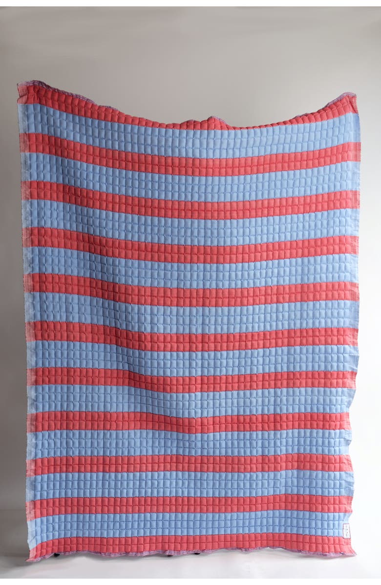 Inner Child Cherry Red + Blue Sujani Quilt, Main, color, Throw - 52 X 70