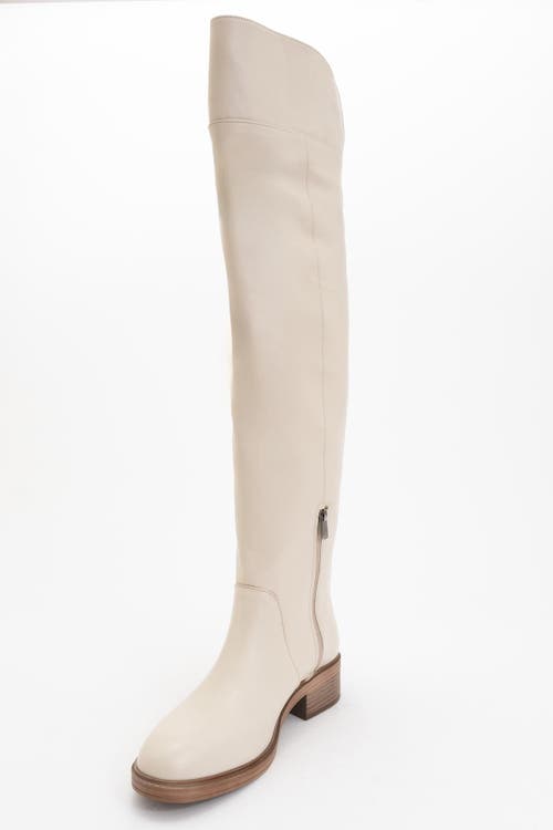 Forever & Always Shoes Petya Leather Over The Knee Boot In Neutral
