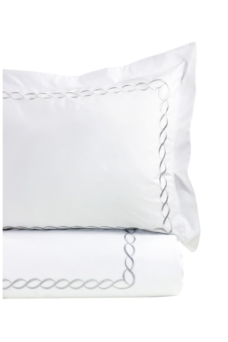 Rope Embroidered 600 Thread Count Cotton 2-Piece Duvet Set, Alternate, color, GREY