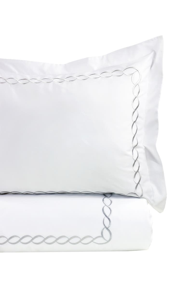 MELANGE HOME Rope Embroidered 600 Thread Count Cotton 2-Piece Duvet Set, Alternate, color, Grey