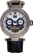 Heritor Automatic Ganzi Semi-Skeleton Leather-Band Watch