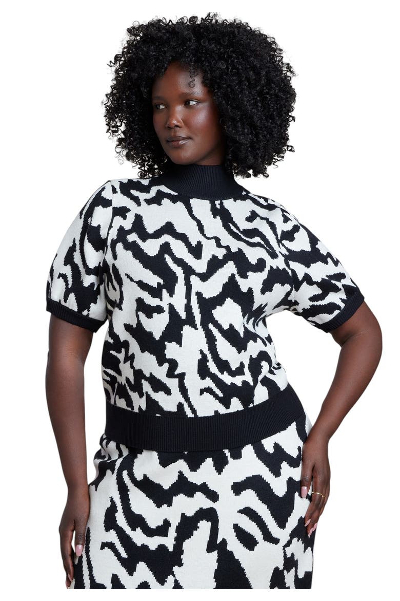 Cropped Intarsia Sweater, Main, color, WAVES RED/WHITE/BLUE