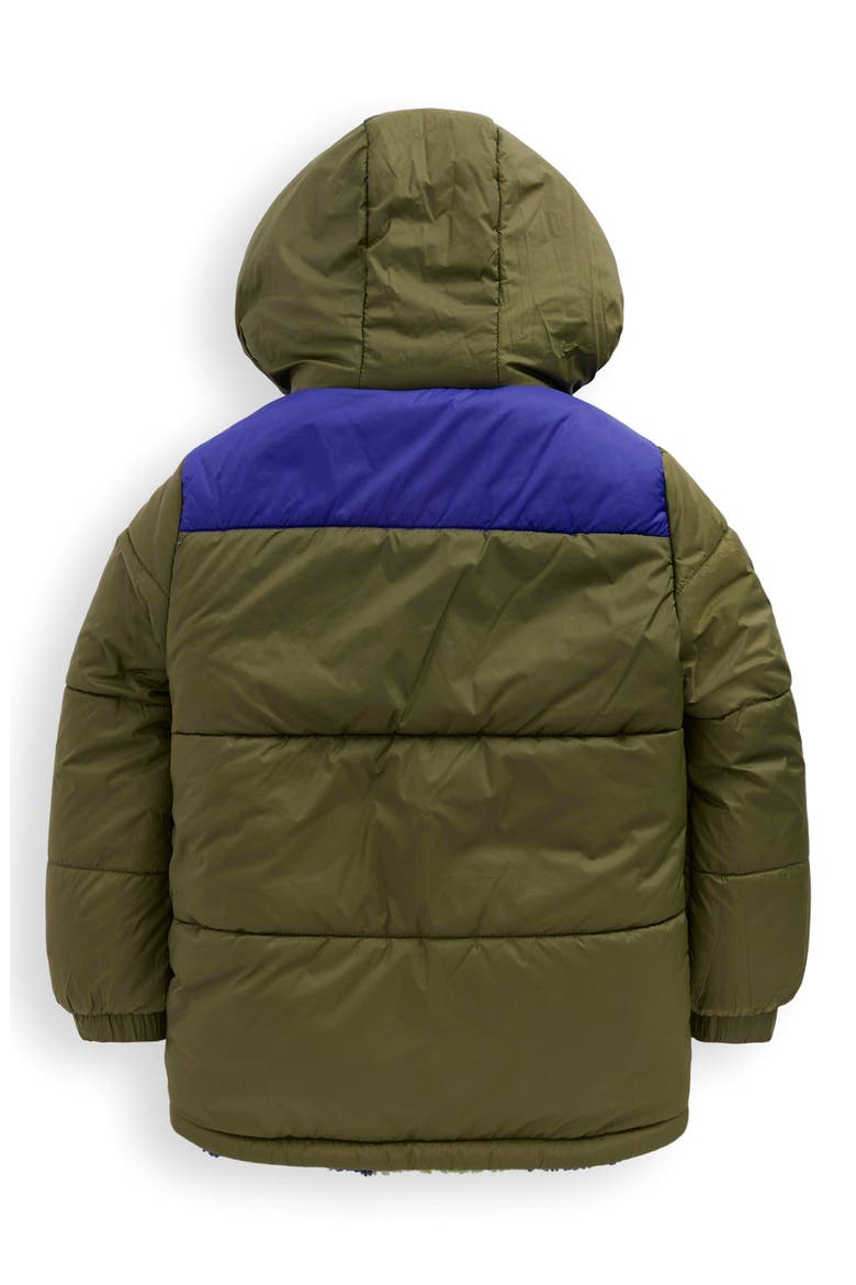 Kids' Quilted Waterproof Reversible Hooded Jacket, Alternate, color, GREEN CHECK/GREEN CAMO