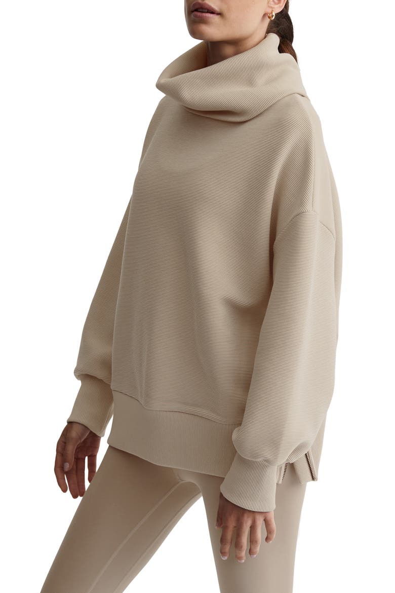Milton Cowl Neck Sweatshirt, Alternate, color, MUSHROOM