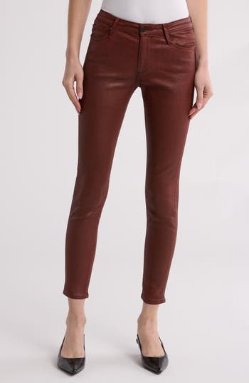 Ag Farrah High Waist Ankle Skinny Jeans In Burgundy
