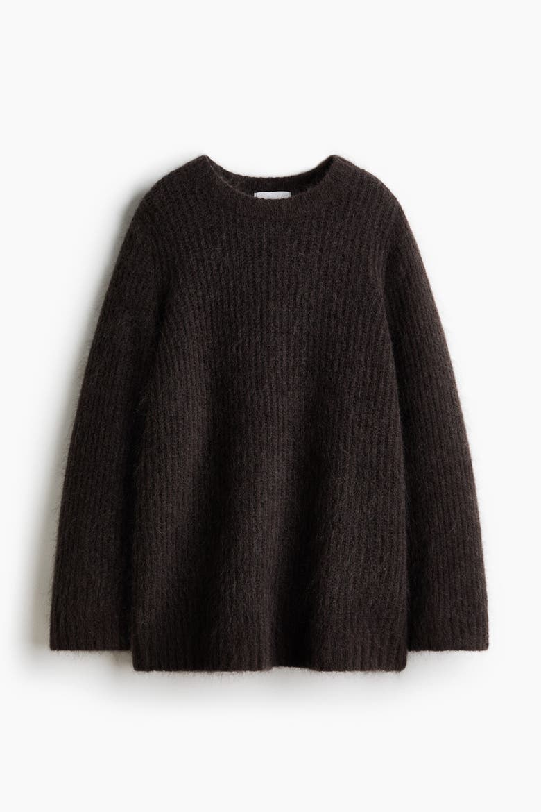 Mohair-blend Jumper, Alternate, color, Dark brown