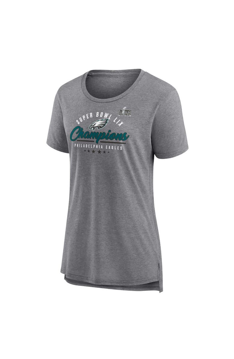 FANATICS Women's Fanatics  Heather Gray Philadelphia Eagles Super Bowl LIX Champions Prestigious Run Tri-Blend Scoop Neck T-Shirt, Alternate, color, 