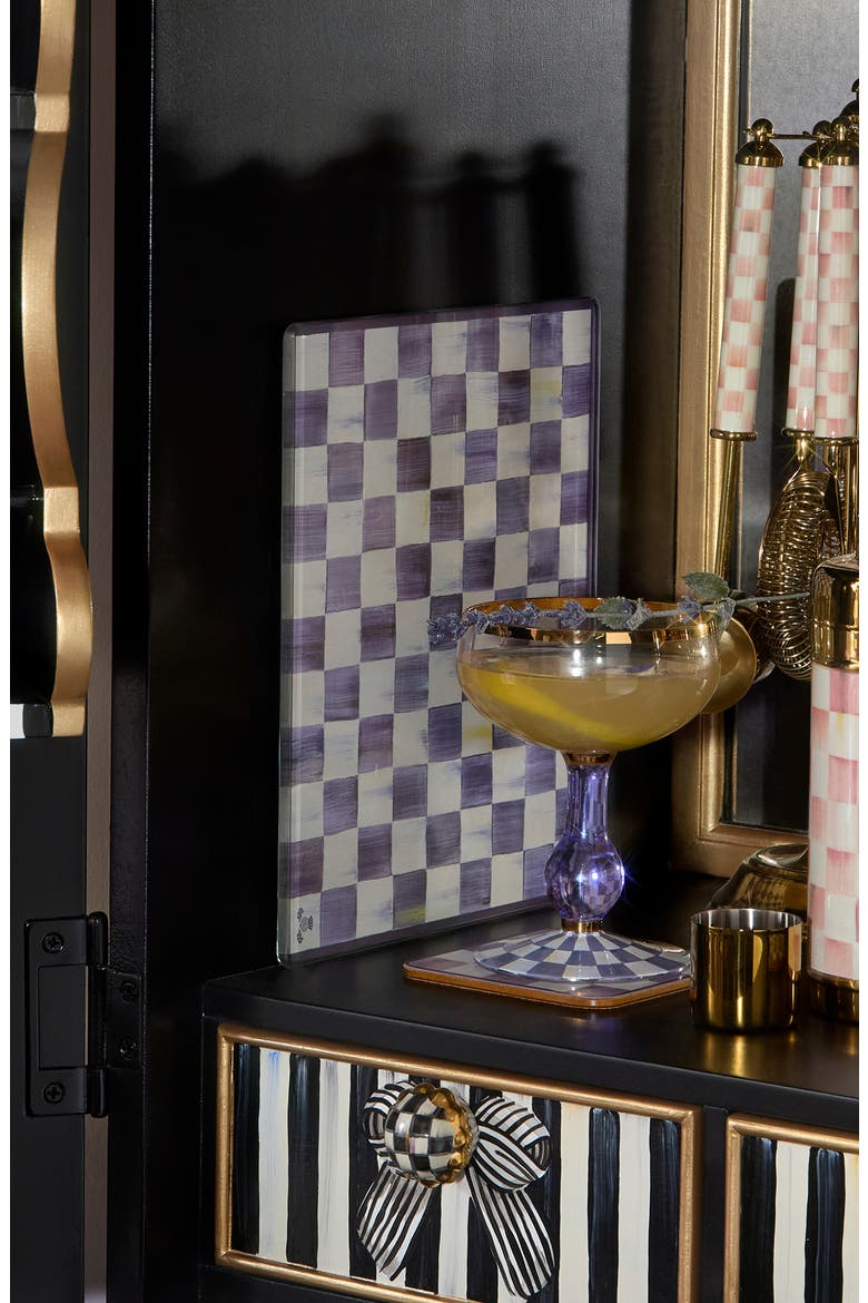 Violet Check Set of 2 Glass Cutting Boards, Alternate, color, VIOLET