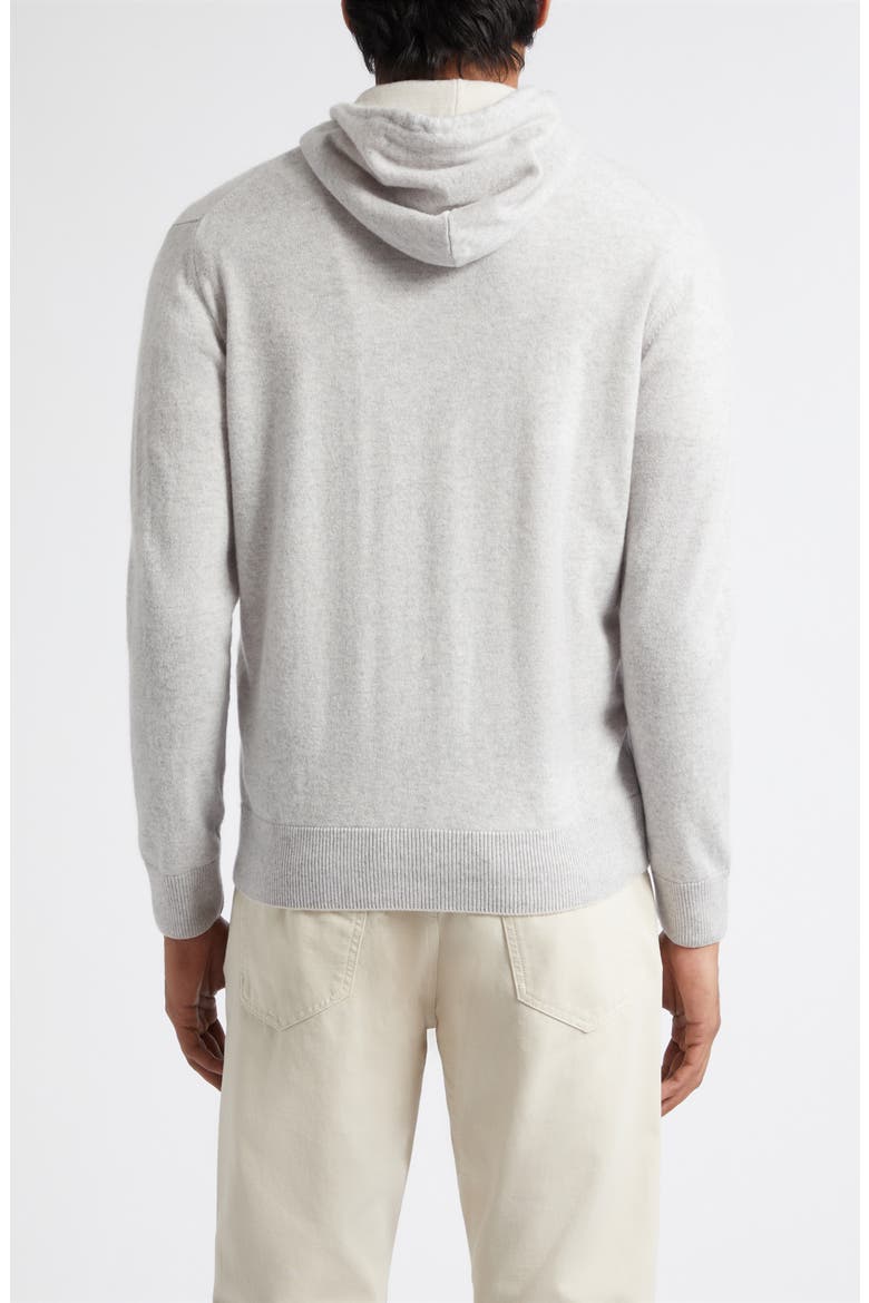 Full Zip Cashmere Hoodie Sweater, Alternate, color, LIGHT GREY MELANGE AND SAND