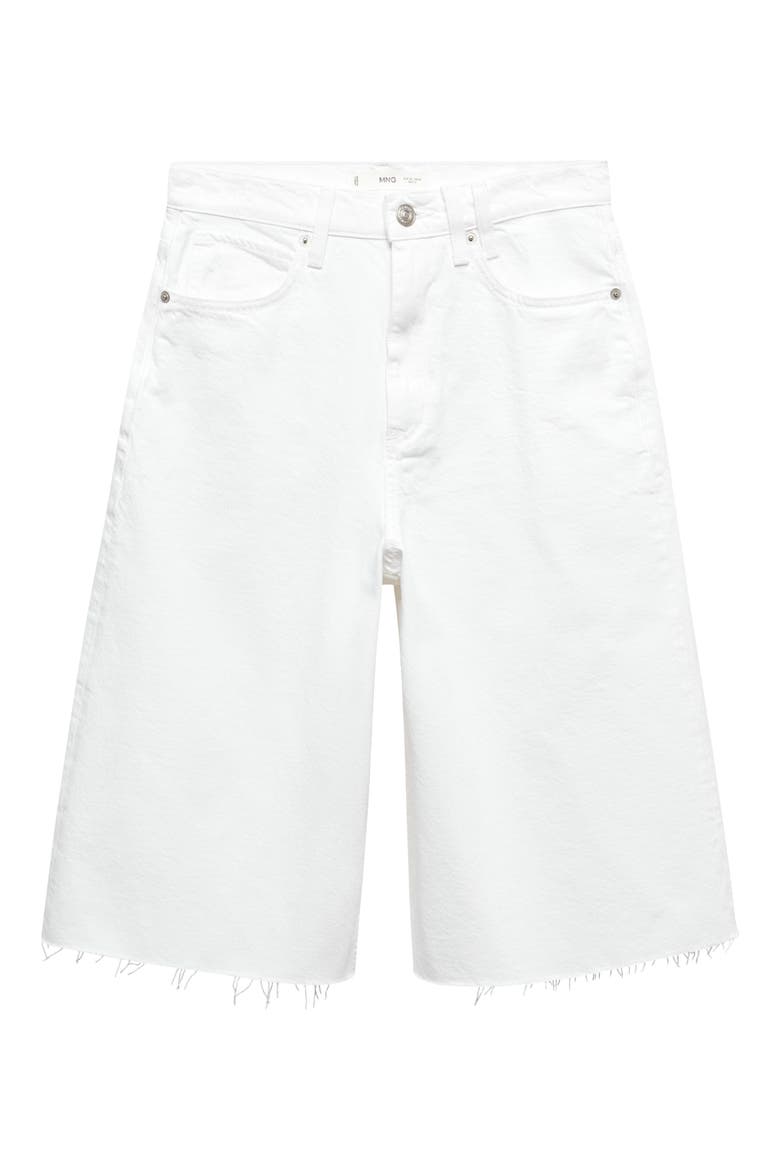 Raw Hem Denim Bermuda Shorts, Alternate, color, WHITE