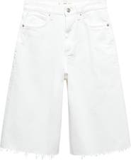 MANGO Raw Hem Denim Bermuda Shorts
